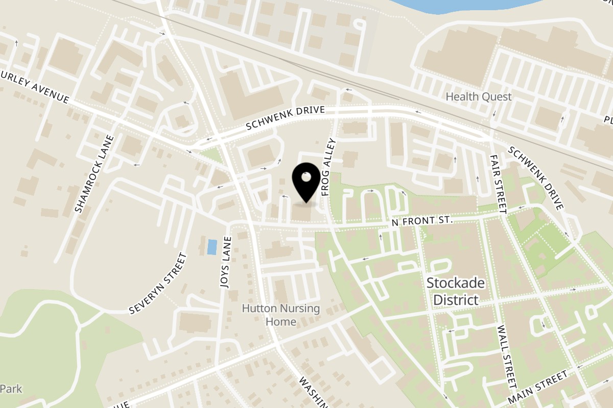 Map showing the location of Deising's Bakery & Restaurant on 111 N Front St in Kingston